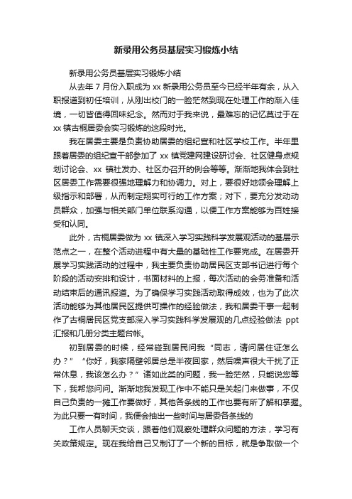 新录用公务员基层实习锻炼小结