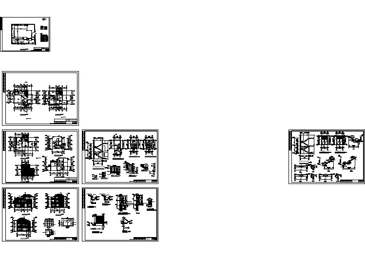 某三层坡屋顶小型别墅建筑cad设计图