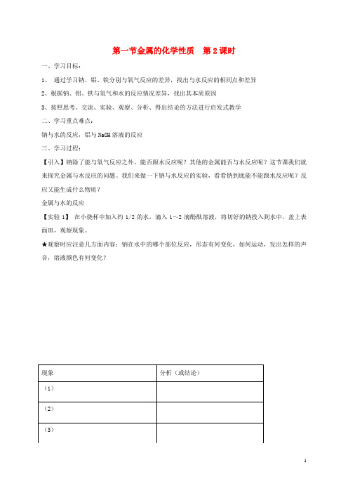 陕西省西安市高中化学第三章金属及其化合物3.1金属的化学性质(第2课时)导学案新人教版必修1课件