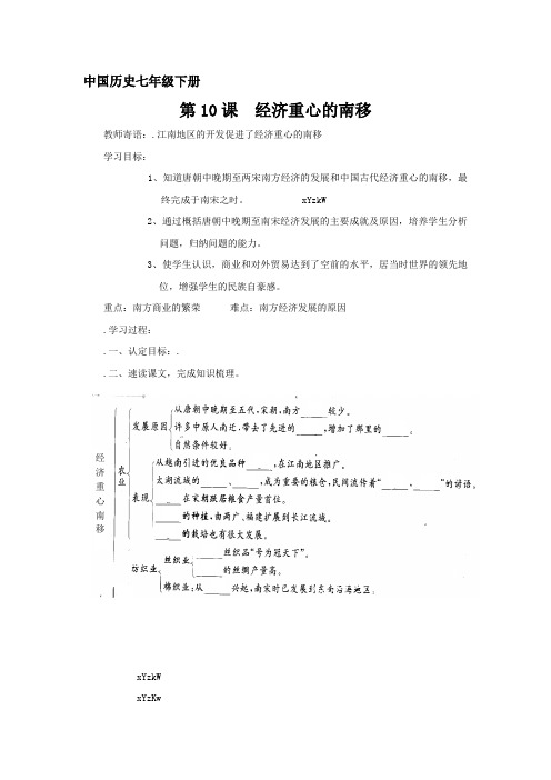 历史人教版七年级下第10课《经济重心的南移》教案1