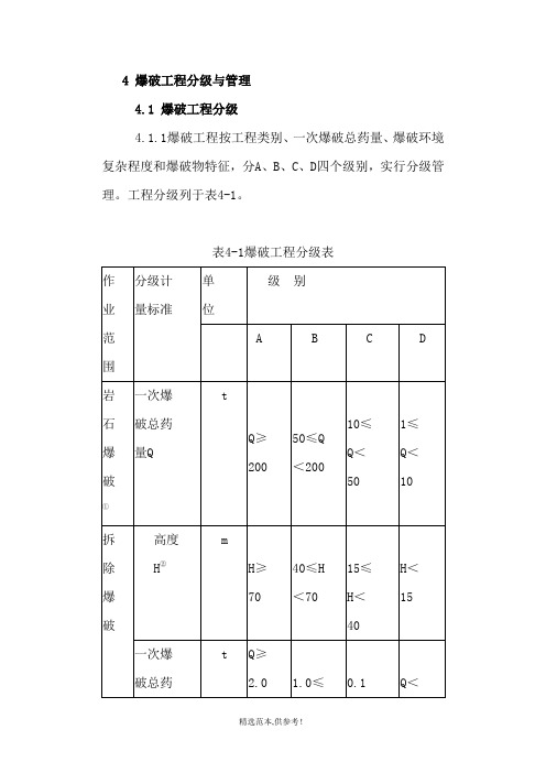 爆破等级划分表