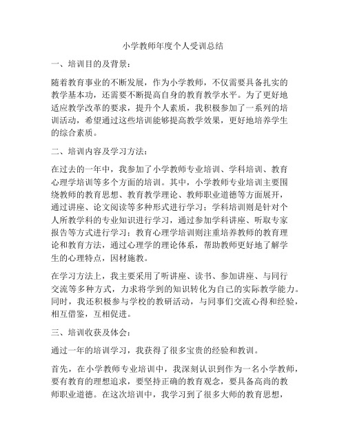 小学教师年度个人受训总结