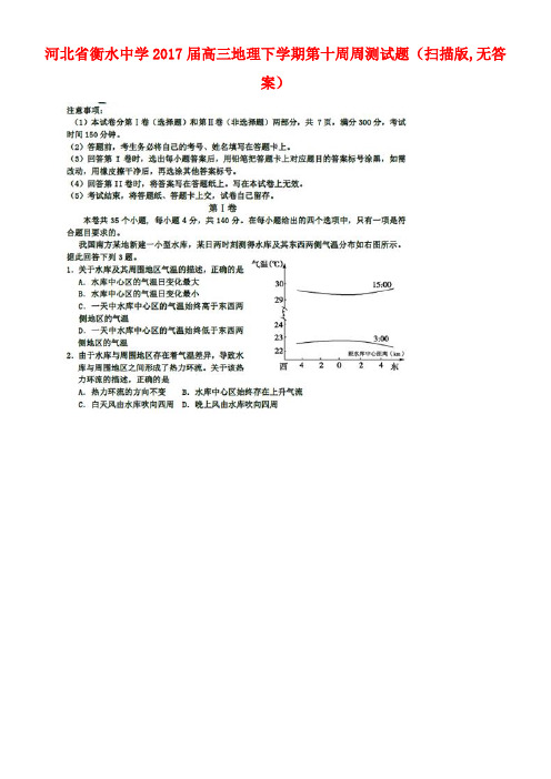 河北省衡水中学高三地理下学期第十周周测试题(扫描版,无答案)