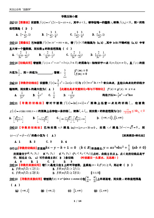 导数压轴小题汇编