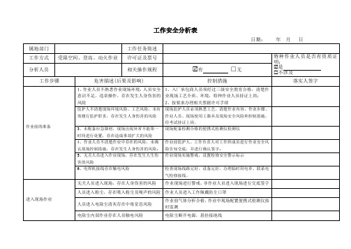 静电除尘器检修过程危害分析表