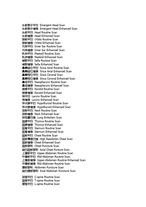 医学影像中英文对照医学影像检查方法、部位中英文对照