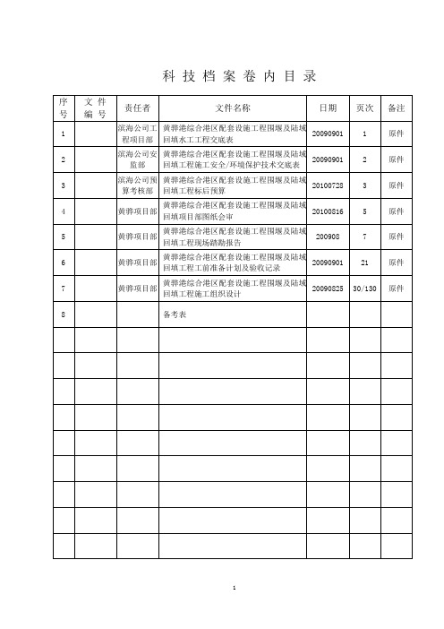 第4卷卷内目录--黄骅港综合港区配套设施工程围堰及陆域回填