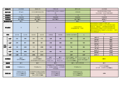 中高端医疗保险对比表