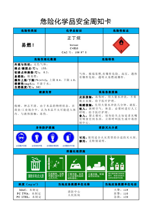 正丁烷-危险化学品安全周知卡