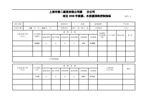 消耗控制指标及执行情况表(空)