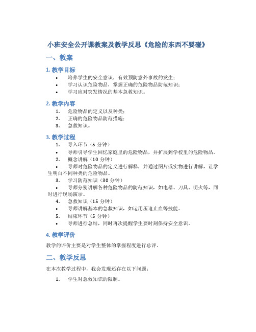 小班安全公开课教案及教学反思《危险的东西不要碰》