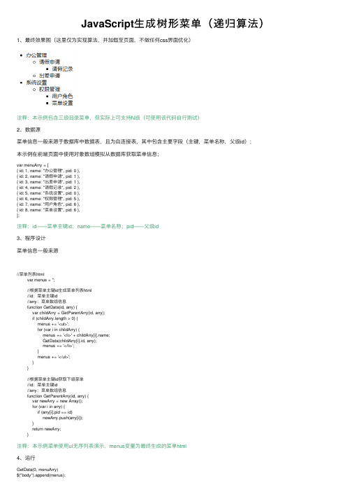 JavaScript生成树形菜单（递归算法）