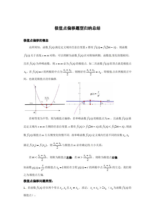 高分必会极值点偏移题型归纳总结