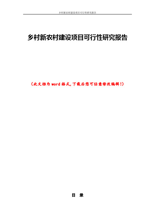 乡村新农村建设项目可行性研究报告