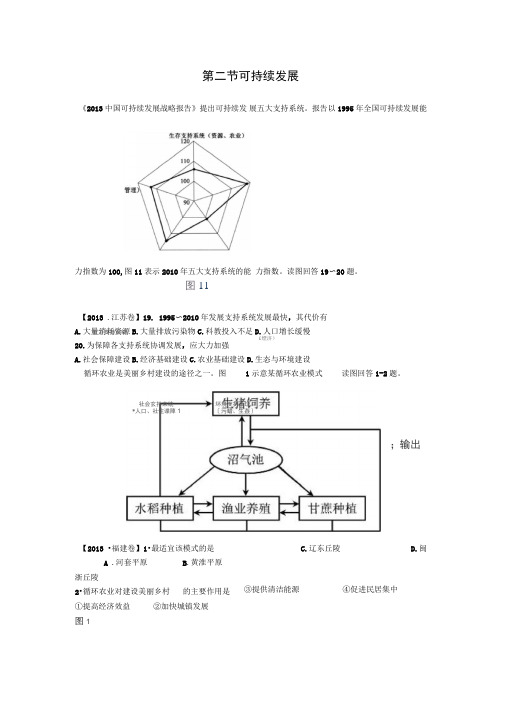 2013年全国各地高考地理试题知识点归类：可持续发展.