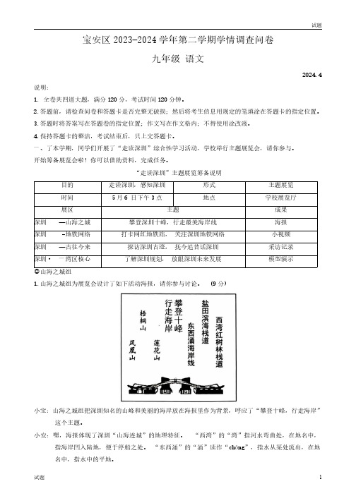 2024广东省深圳市宝安区中考初三二模语文试题及答案