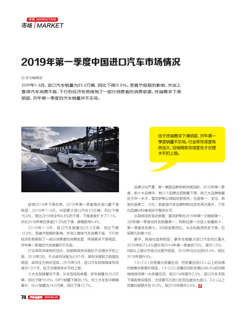 2019年第一季度中国进口汽车市场情况