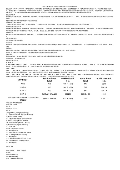 常用加密算法学习总结之散列函数（hashfunction）