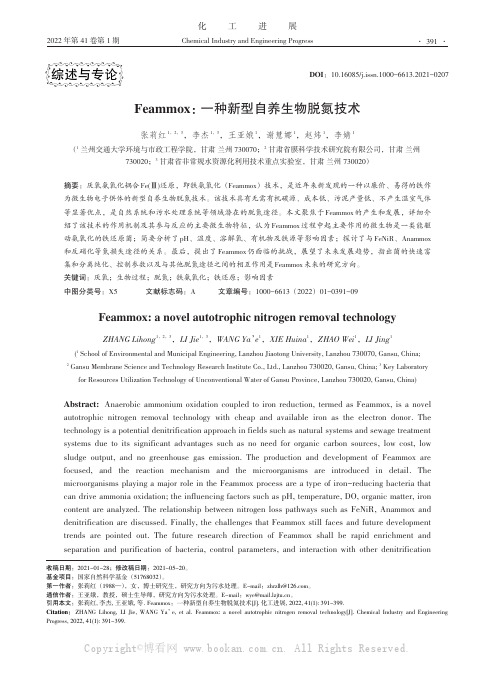 Feammox：一种新型自养生物脱氮技术