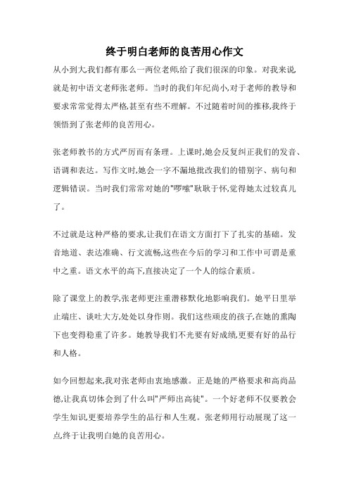 终于明白老师的良苦用心作文