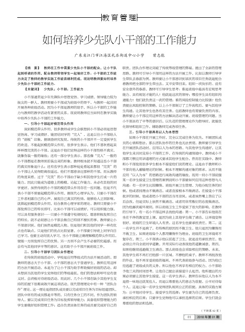 如何培养少先队小干部的工作能力
