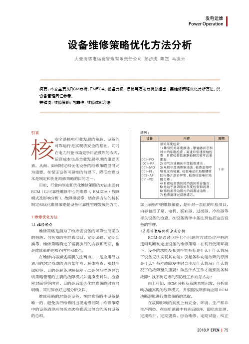 设备维修策略优化方法分析