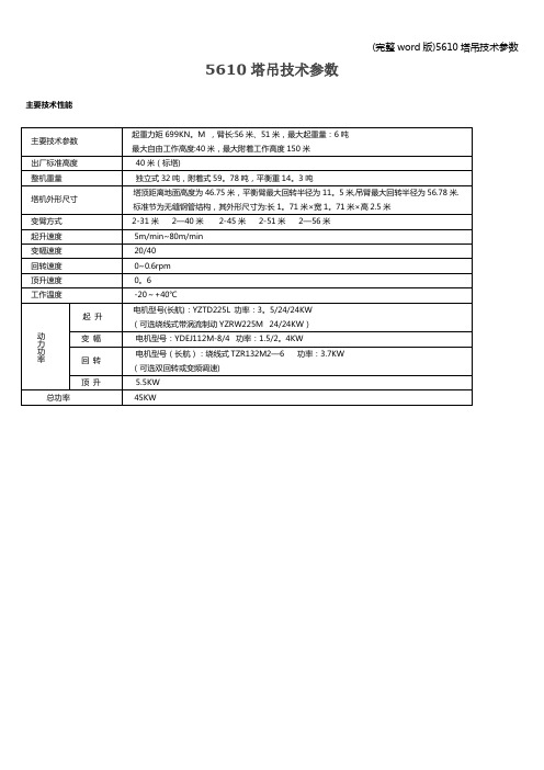 (完整word版)5610塔吊技术参数