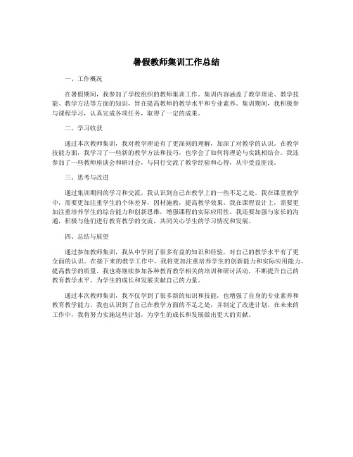 暑假教师集训工作总结