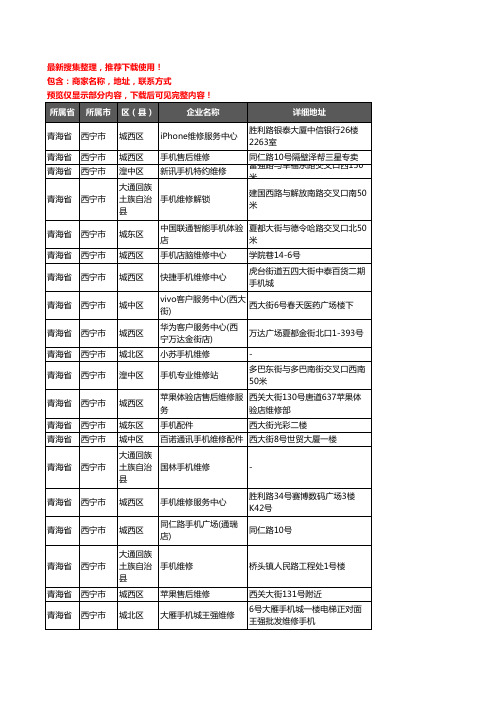 新版青海省西宁市手机维修企业公司商家户名录单联系方式地址大全79家