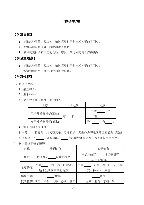 种子植物精品导学案