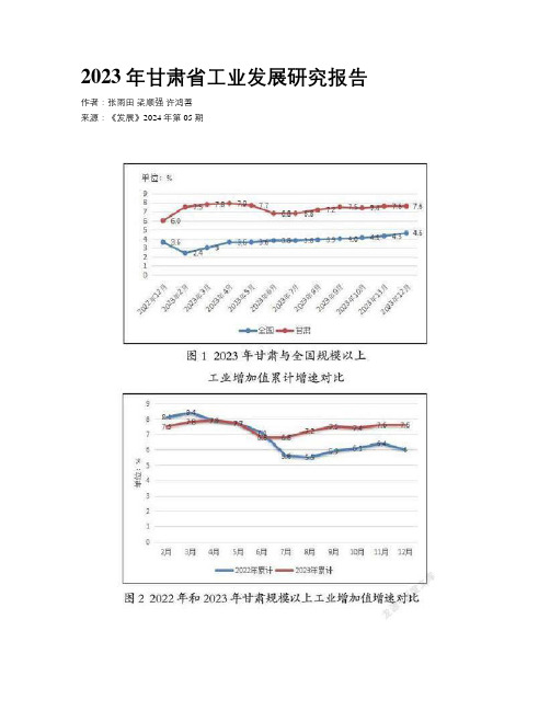 2023年甘肃省工业发展研究报告