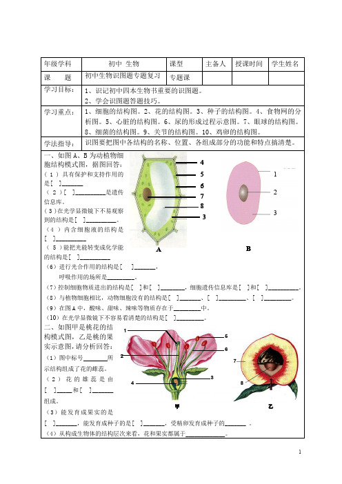 初中生物八年级《初中生物识图题》专题复习