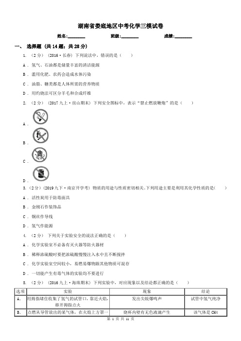 湖南省娄底地区中考化学三模试卷