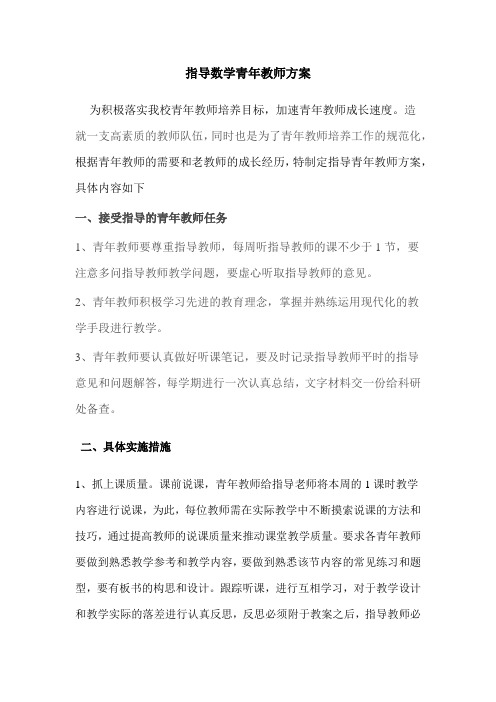 指导数学青年教师方案