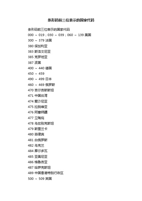 条形码前三位表示的国家代码