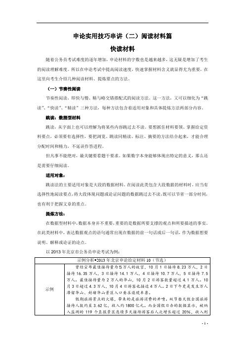 申论实用技巧串讲(二)阅读材料篇《快读材料》