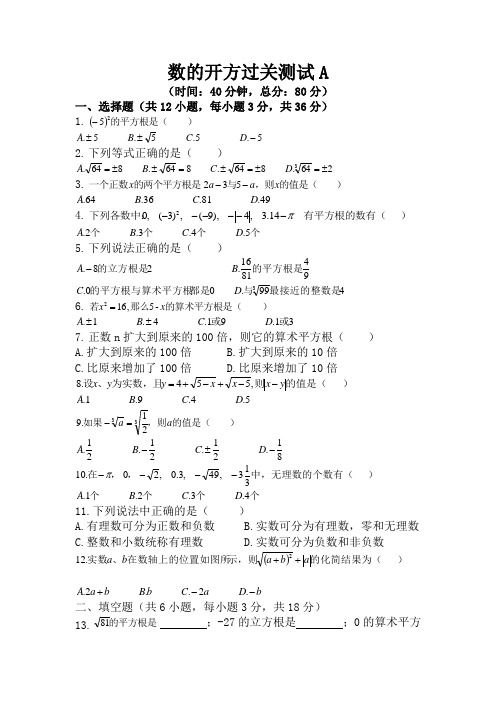 数的开方复习试题(3套)