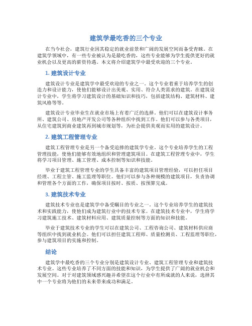 建筑学最吃香的三个专业