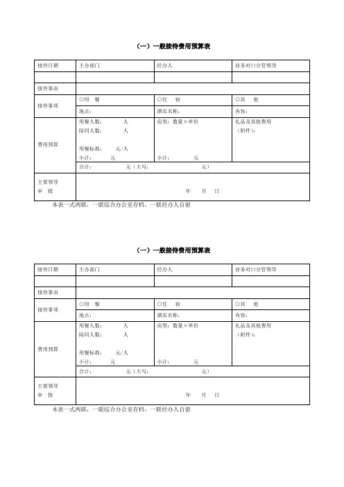 接待费用预算表