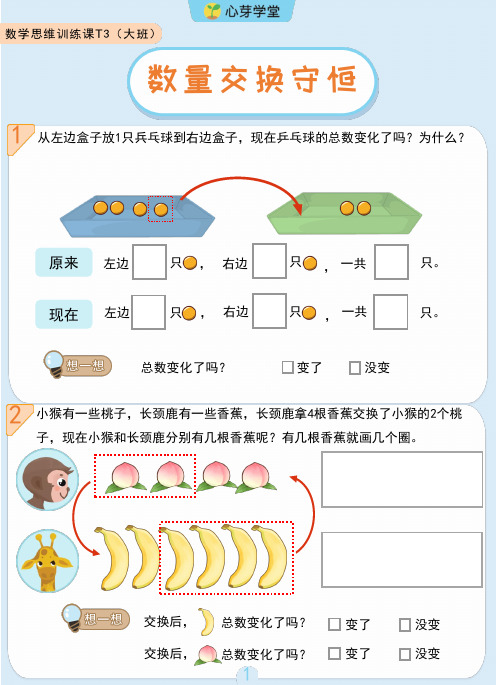 数学思维训练课T3(大班)T3-数的守恒-数量交换守恒