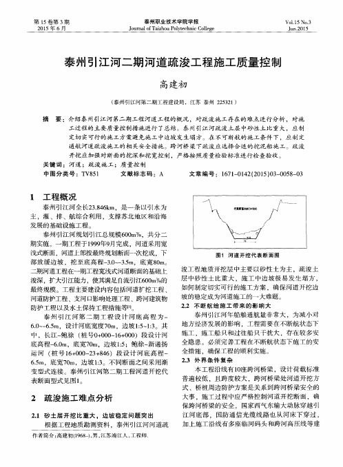 泰州引江河二期河道疏浚工程施工质量控制