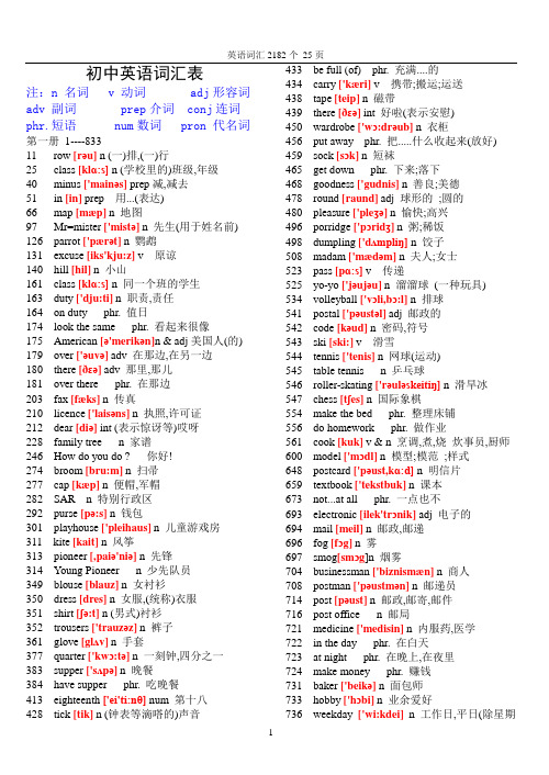 (完整版)初中英语单词表大全2182个带音标 (自动保存的)