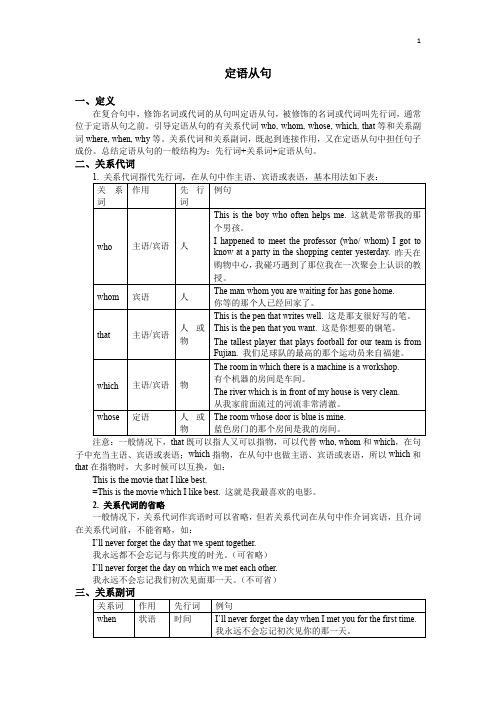 牛津译林版九年级上册定语从句知识点讲解及习题(含答案)