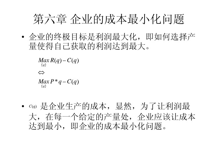 第六章 企业的成本最小化问题