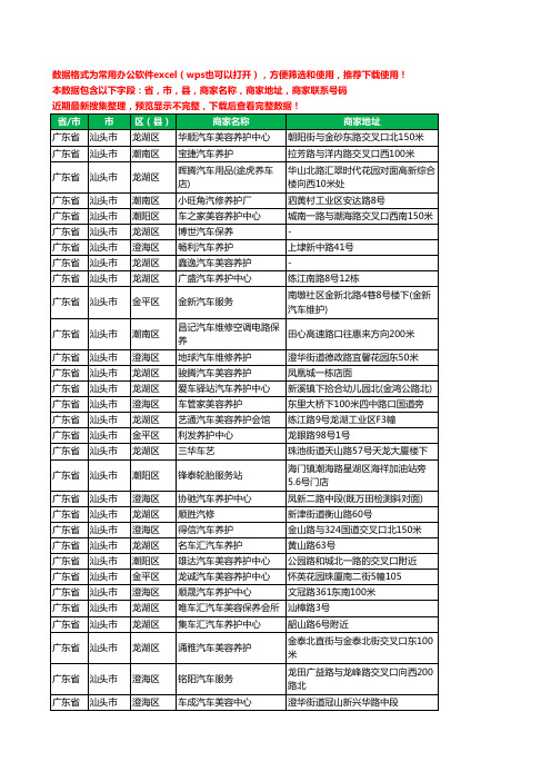 2020新版广东省汕头市汽车保养工商企业公司商家名录名单联系电话号码地址大全201家