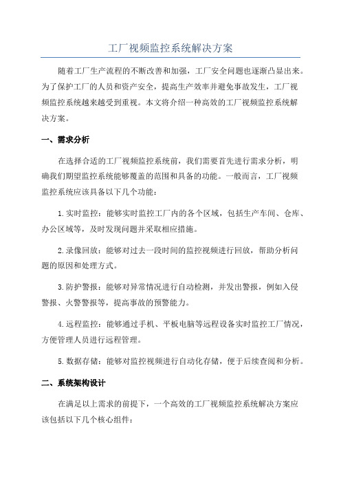 工厂视频监控系统解决方案