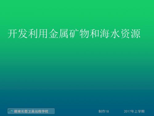 高一化学人教版必修二 4.1开发利用金属矿物和海水资源 课件 (173张)