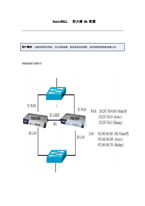 SonicWALL 防火墙 HA 配置