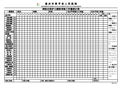 神经内科绩效考核工作量统计表