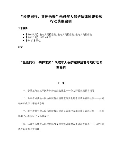 “检爱同行、共护未来”未成年人保护法律监督专项行动典型案例